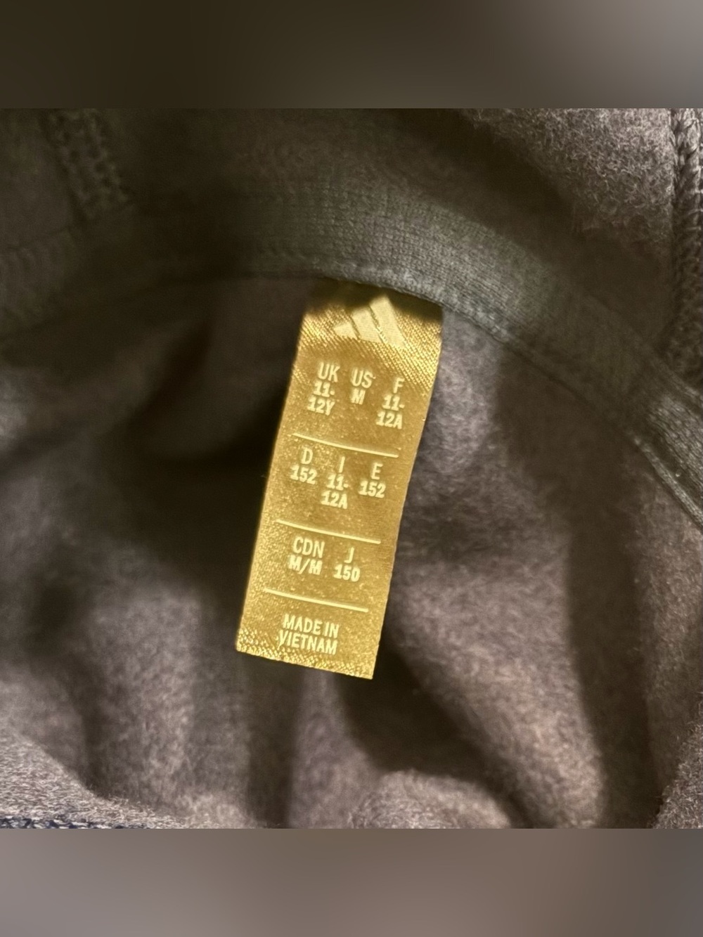 Adidas Navy Fleece Hoodie Sweater JW6628 Youth Sz: XL (14 / 16) - Picture 6 of 7